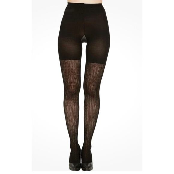 Assets by spanx Accessories - Assets By Spanx Black Textured Wishbone‎ Shaping Tights, Size 5 NWT